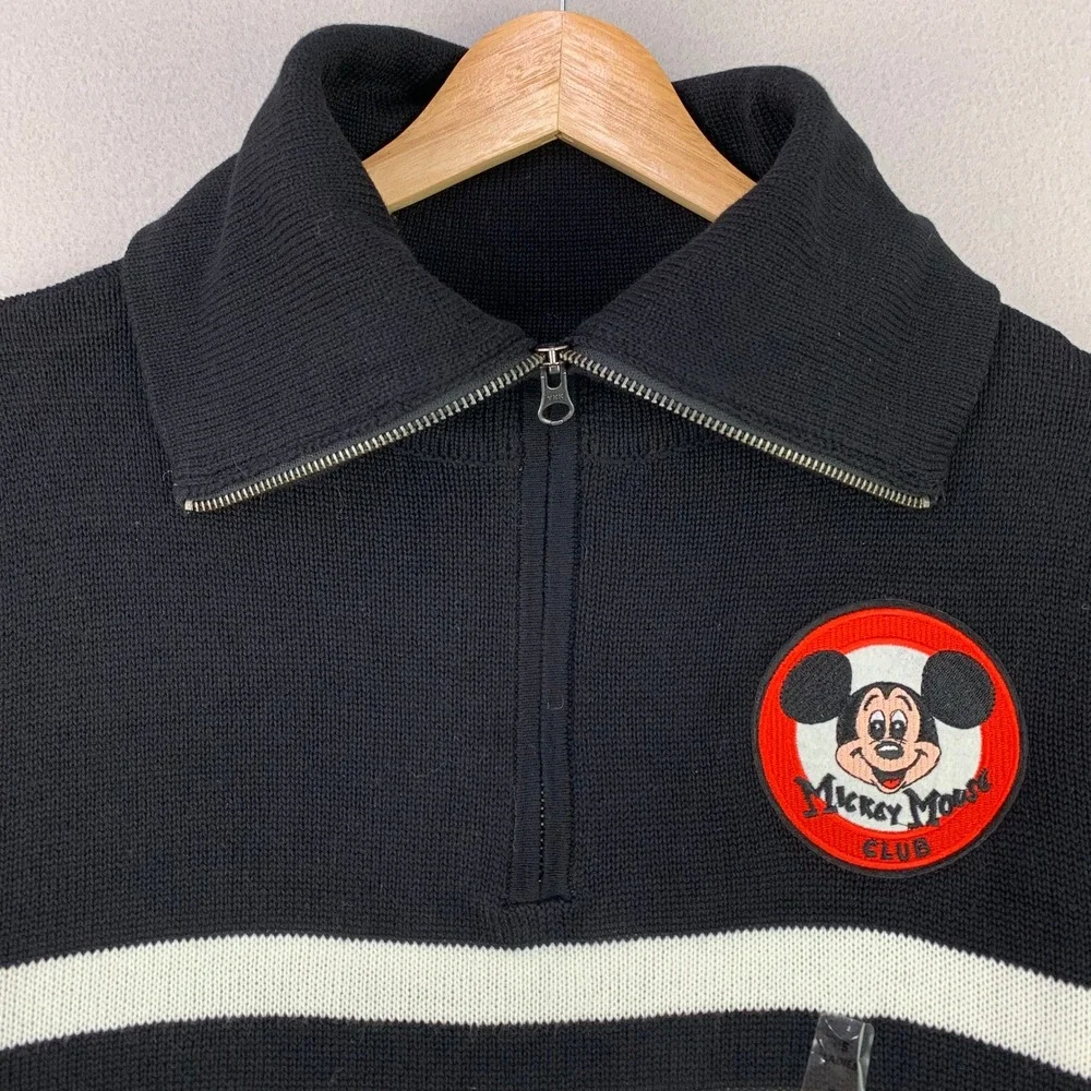 Disney Mickey Mouse Club Sweater Womens Small Striped 1/4 Zip Knit Preppy NWT